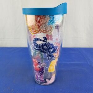 Tervis Mehndi Elephant 24 Oz Double Wall Insulated Tumbler Cup With Lid